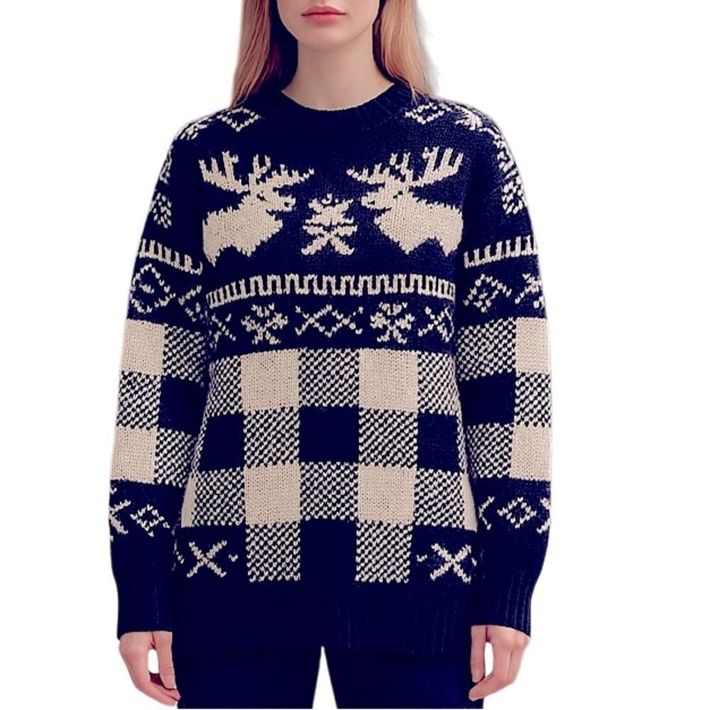 Icelandic Womenโs Wool BlendโMooseโCrewneckโSweater